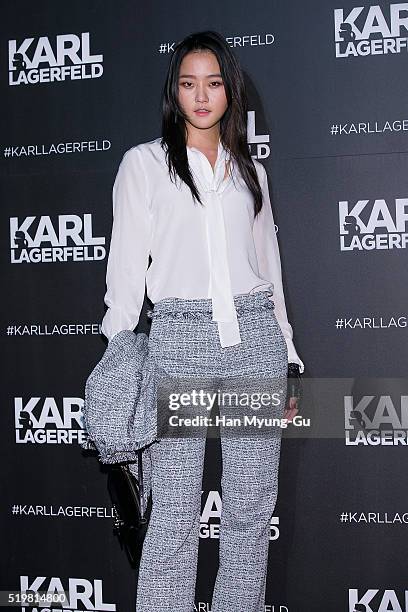 South Korean model Kang Seung-Hyon attends "Karl Lagerfeld" Flagship Store Opening In Gangnam on April 7, 2016 in Seoul, South Korea.