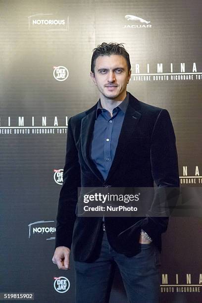 Actor Dragos Savulescu attends a photocall for 'Criminal' at Hotel Bernini on April 8, 2016 in Rome, Italy.