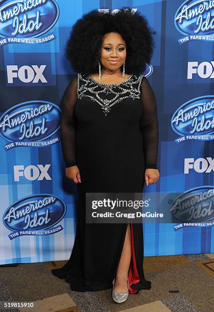 Singer La'Porsha Renae arrives at FOX's "American Idol" Finale For The Farewell Season at Dolby Theatre on April 7, 2016 in Hollywood, California.