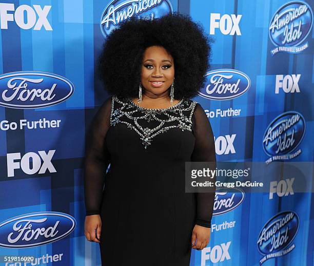 Singer La'Porsha Renae arrives at FOX's "American Idol" Finale For The Farewell Season at Dolby Theatre on April 7, 2016 in Hollywood, California.