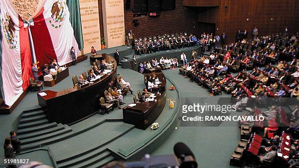 This photo shows a general view of the deputee chamber in Mexico City, during the address of the EZLN leadership 28 March 2001 to senators and...