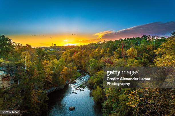 sunrise over vermillion river - minnesota stockfoto's en -beelden