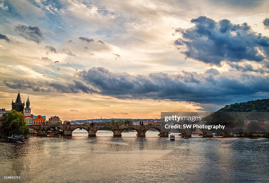 Charles Bridge of Prague under Sunset