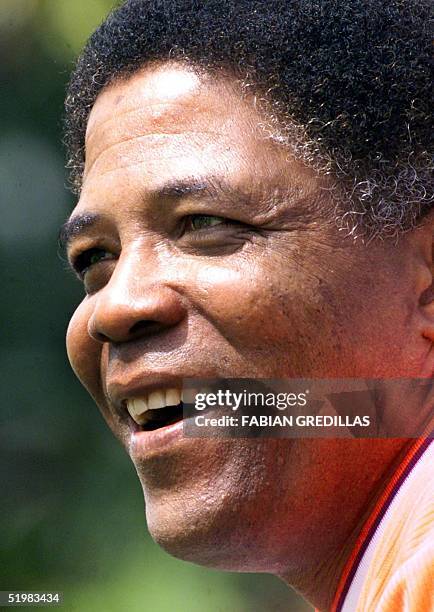 Head coach of the Colombian soccer team, Francisco Maturana, smiles, 22 July 2001 during a training session at the Campestre club in Armenia,...