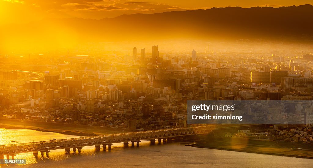 Dusk at osaka japan