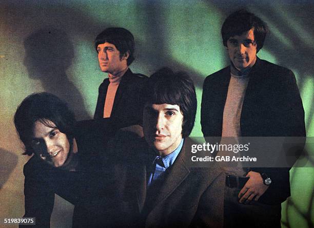 Group portrait if The Kinks, circa 1965. L-R Dave Davies, Pete Quaife, Ray Davies, Mick Avory.