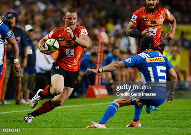 Riaan Viljoen of the Sunwolves in action during the Super Rugby match between DHL Stormers and Sunwolves at DHL Newlands Stadium on April 08, 2016 in...