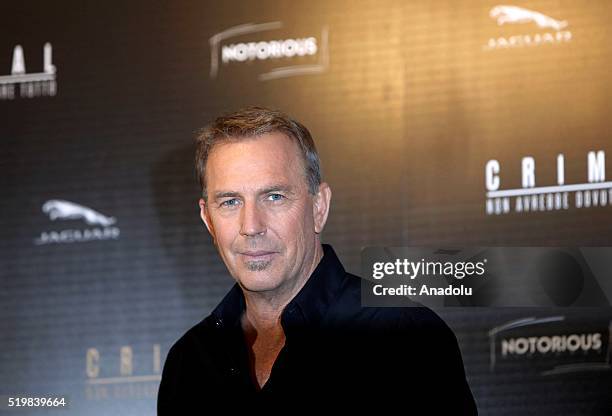 Actor Kevin Costner posesduring a photocall at the premiere of the American action thriller drama film 'Criminal', in Rome, Italy, 08 April 2016.