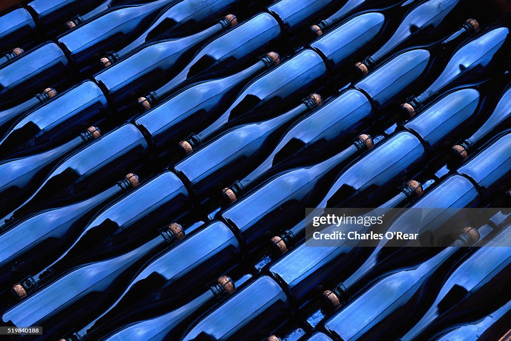 Champagne Bottles Waiting for Labels at Argyle Winery
