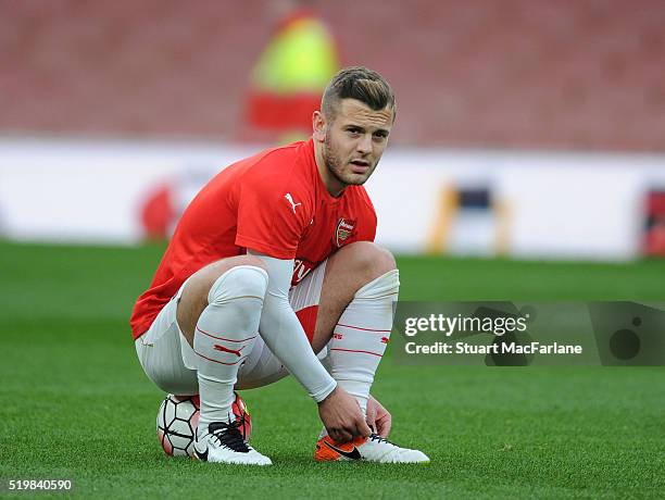 Jack Wilshere of Arsenal before the Barclays Premier League match between Arsenal and Newcastle United at Emirates Stadium on April 8, 2016 in...