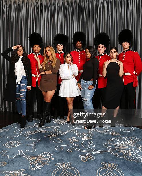 Camila Cabello, Dinah Jane Hansen, Ally Brooke, Normani Kordei and Lauren Jauregui of Fifth Harmony in London today promoting their single Work From...