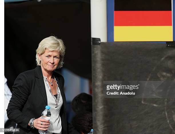 Germany Women's National Football team Silvia Neid is seen during the UEFA Women's EURO 2017 Qualifying group stage, Group 5 match between Turkey and...