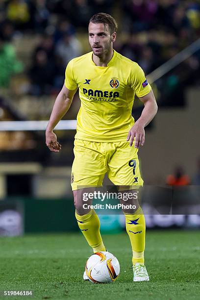 Roberto Soldado del Villarreal CF during UEFA Europa League quarterfinals first leg match between Villarreal CF v Sparta Prague at El Madrigal...