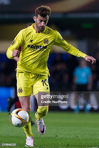 Leo Baptistao del Villarreal CF during UEFA Europa League quarterfinals first leg match between Villarreal CF v Sparta Prague at El Madrigal Stadium...