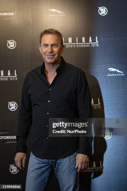 Actor Kevin Costner poses during a photocall at the premiere of the American action thriller drama film 'Criminal', in Rome, Italy, 08 April 2016.