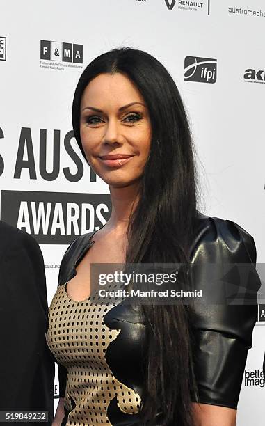 Caroline Perron attends the Amadeus Austrian Music Award - Red Carpet at Volkstheater on April 3, 2016 in Vienna, Austria.