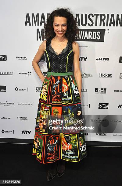 Eva K. Anderson attends the Amadeus Austrian Music Award - Red Carpet at Volkstheater on April 3, 2016 in Vienna, Austria.