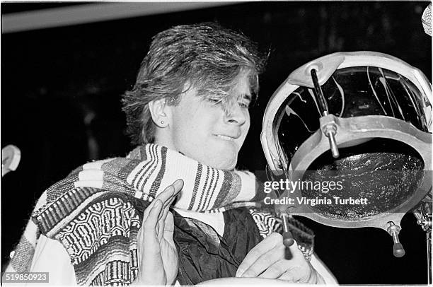 Steve Norman of Spandau Ballet performs on stage at the Sundown Theatre, Charing Cross Road, London, 18th March 1981.