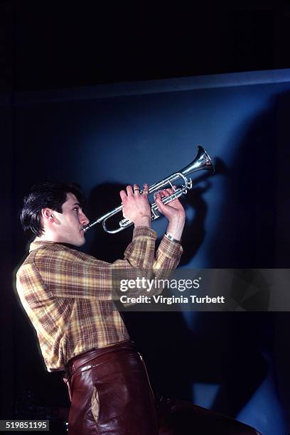 Tony Hadley of Spandau Ballet during a video shoot for their single 'Instinction', 12th March 1982.