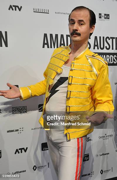Franz Adrian Wenzl aka Austrofred attends the Amadeus Austrian Music Award - Red Carpet at Volkstheater on April 3, 2016 in Vienna, Austria.