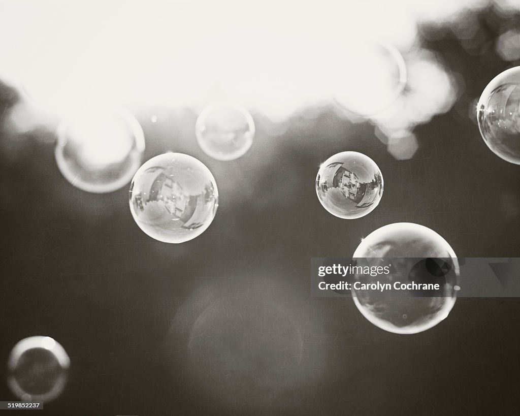 Bubbles floating in the air