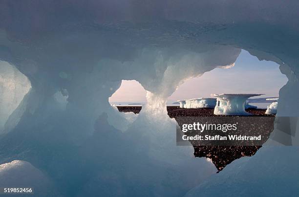 icebergs in greenland fjord - qaanaaq stock pictures, royalty-free photos & images