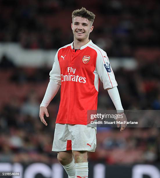 Dan Crowley of Arsenal during the Barclays Premier League match between Arsenal and Newcastle United at Emirates Stadium on April 8, 2016 in London,...