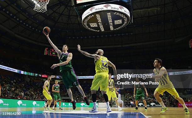 Fran Vazquez, #17 of Unicaja Malaga in action during the 2015-2016 Turkish Airlines Euroleague Basketball Top 16 Round 14 game between Unicaja Malaga...