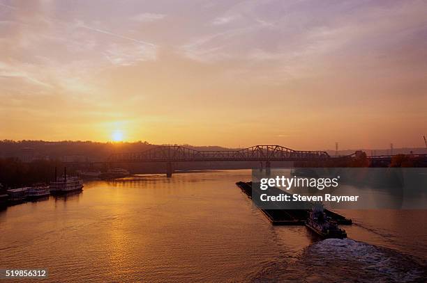 sunrise over ohio river - ohio river stock pictures, royalty-free photos & images