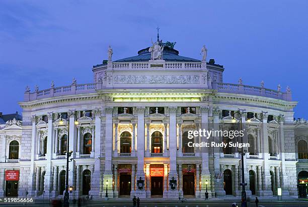 hofburg theater at twilight - burgtheater wien stock pictures, royalty-free photos & images