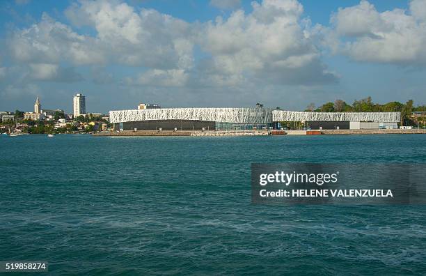 Picture taken on April 8, 2016 in Pointe-a-Pitre shows the Memorial ACTe, the Caribbean Centre of Expression and Memory of Slavery and the Slave...