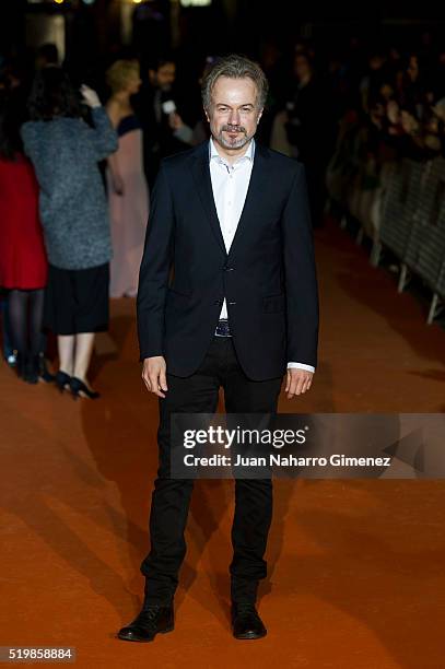 Tristan Ulloa attends 'La Embajada' premiere during FesTVal at Teatro Circo on April 8, 2016 in Albacete, Spain.