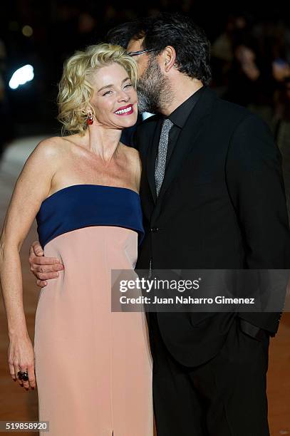 Belen Rueda and Abel Folk attend 'La Embajada' premiere during FesTVal at Teatro Circo on April 8, 2016 in Albacete, Spain.