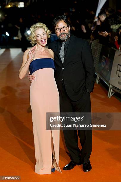 Belen Rueda and Abel Folk attend 'La Embajada' premiere during FesTVal at Teatro Circo on April 8, 2016 in Albacete, Spain.