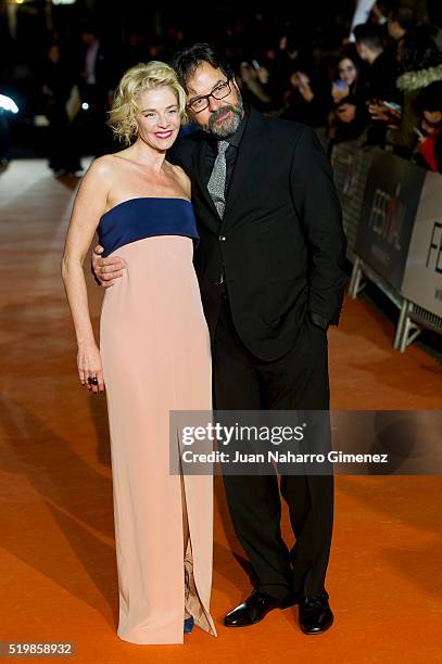 Belen Rueda and Abel Folk attend 'La Embajada' premiere during FesTVal at Teatro Circo on April 8, 2016 in Albacete, Spain.