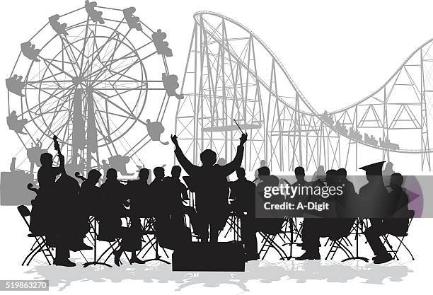 orchester der fair - dirigent stock-grafiken, -clipart, -cartoons und -symbole