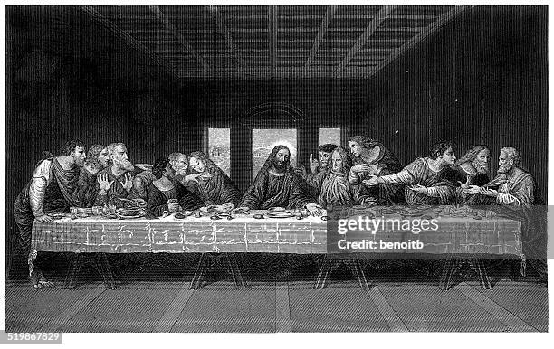 the last supper - last supper stock illustrations