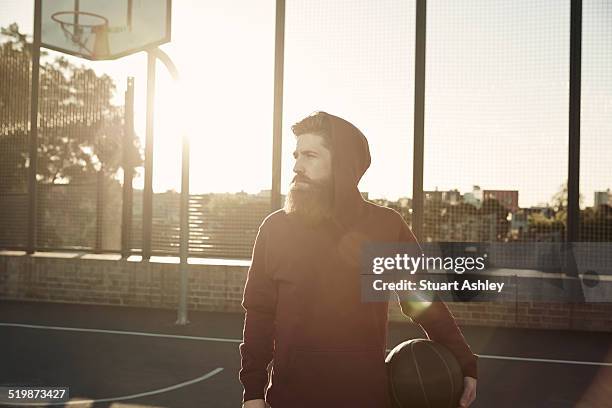 male exercising in city park, basketball court - court notice bildbanksfoton och bilder