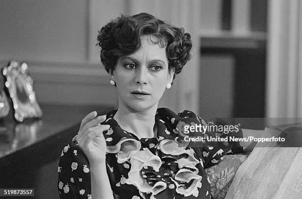English actress Francesca Annis pictured in character as Lady Frances Derwent during production of the television film version of the Agatha Christie...