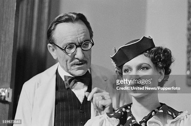 English actress Francesca Annis pictured with Eric Porter in character as Lady Frances Derwent and Doctor Nicholson during production of the...