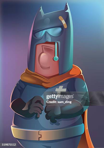 night elf hero - putting on mask stock illustrations