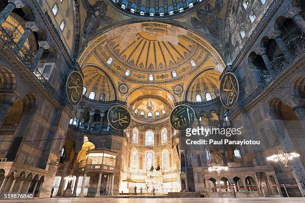 interior of the hagia sofia in istanbul - hagia sophia stock-fotos und bilder