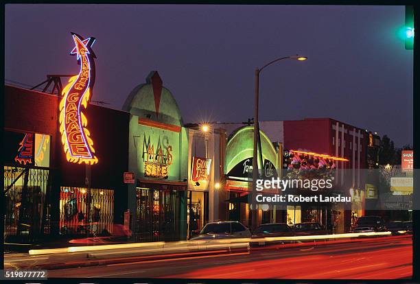 melrose street shops at night - hollywood california stock pictures, royalty-free photos & images