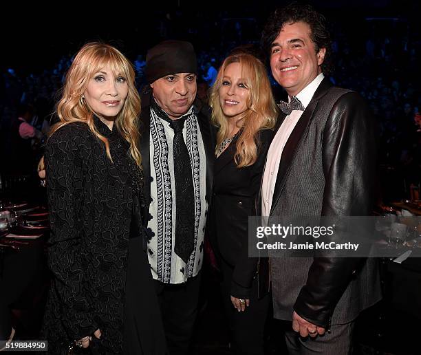 Maureen Van Zandt, Steven Van Zandt, Sandi Borchetta and Scott Borchetta attend the 31st Annual Rock And Roll Hall Of Fame Induction Ceremony at...