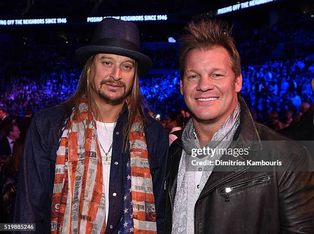 Musicians Kid Rock and Chris Jericho attend the 31st Annual Rock And Roll Hall Of Fame Induction Ceremony at Barclays Center of Brooklyn on April 8,...