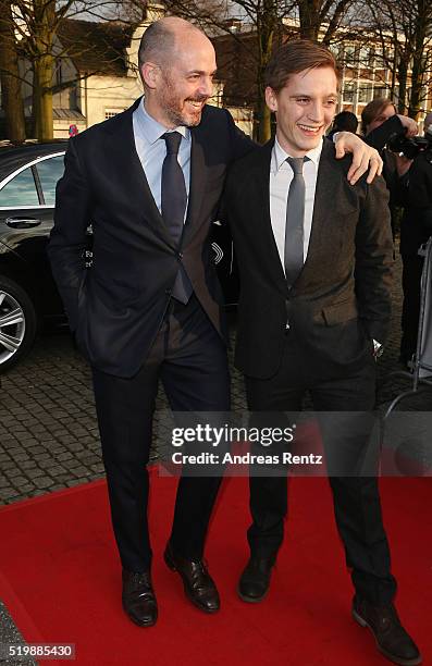 Edward Berger and Jonas Nay arrive at the 52th Grimme Award on April 8, 2016 in Marl, Germany.