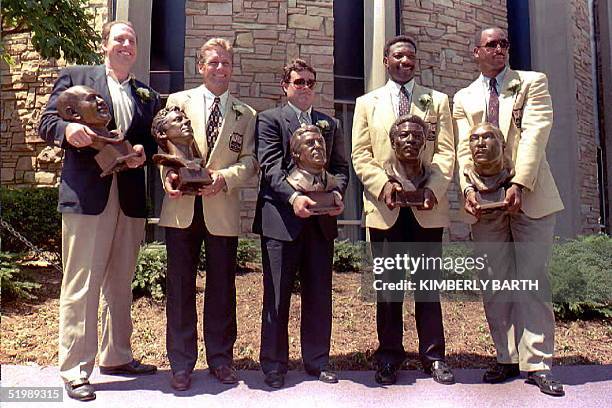 Newly inducted Pro Football Hall of Fame enshrinees, , Henry Jordan, Jr., accepting for his deceased father Henry Jordon, Steve Largent, Jim Finks,...