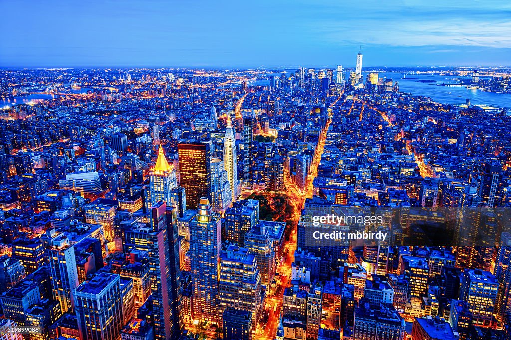 Midtown und Lower Manhattan skyline, New York, USA