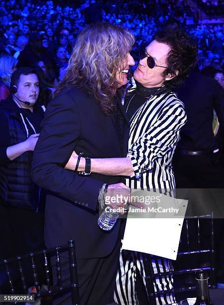 Musicians David Coverdale and Glenn Hughes attend the 31st Annual Rock And Roll Hall Of Fame Induction Ceremony at Barclays Center of Brooklyn on...