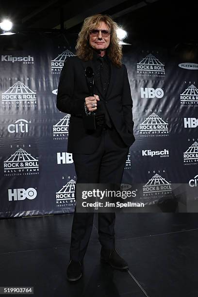 David Coverdale of Deep Purple speaks onstage at the 31st Annual Rock And Roll Hall Of Fame Induction Ceremony at Barclays Center of Brooklyn on...